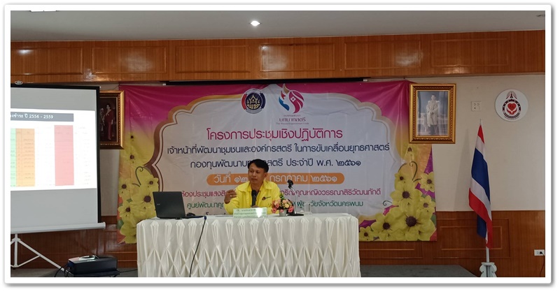 พช.นครพนม-ประธานพิธีเปิดโครงการประชุมเชิงปฏิบัติการเจ้าหน้าที่พัฒนาชุมชนและองค์กรสตรีในการขับเคลื่อนยุทธศาสตร์กองทุนพัฒนาบทบาทสตรีจังหวัดนครพนม ประจำปี 2561