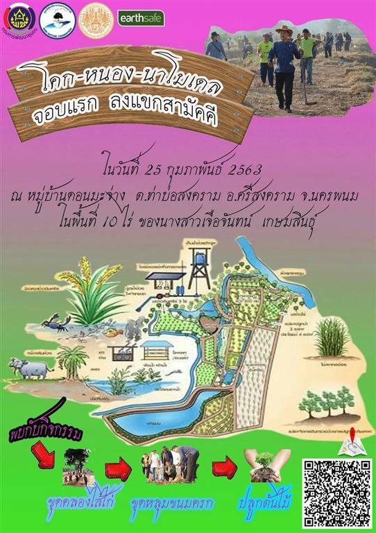 20 ก.พ. 2563 พช.นครพนม ติดตามสนับสนุนโครงการ “โคก หนอง นา โมเดล”