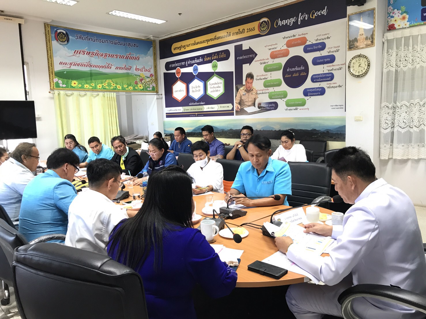 24 พ.ย. 2563 พช.นครพนม ประชุมเตรียมความพร้อมการประเมินความเหมาะสมกับตำแหน่งลูกจ้างเหมาบริการ “โคก หนอง นา โมเดล”