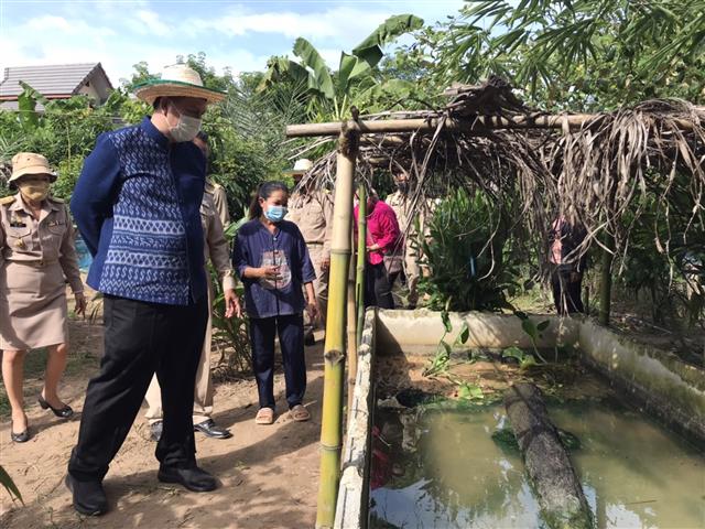 ผู้ว่าฯ นครพนม ลงพื้นที่ชื่นชมผลสำเร็จครัวเรือนพื้นที่ต้นแบบ “โคก หนอง นา นครพนม”