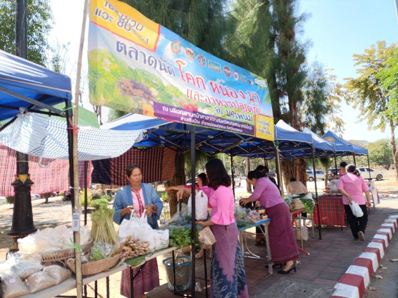 นครพนม   จัดแสดงและจำหน่ายผลผลิต โคก หนอง นา “ตลาดนัดโคก หนอง นา และอาหารปลอดภัย” สู่ความยั่งยืน
