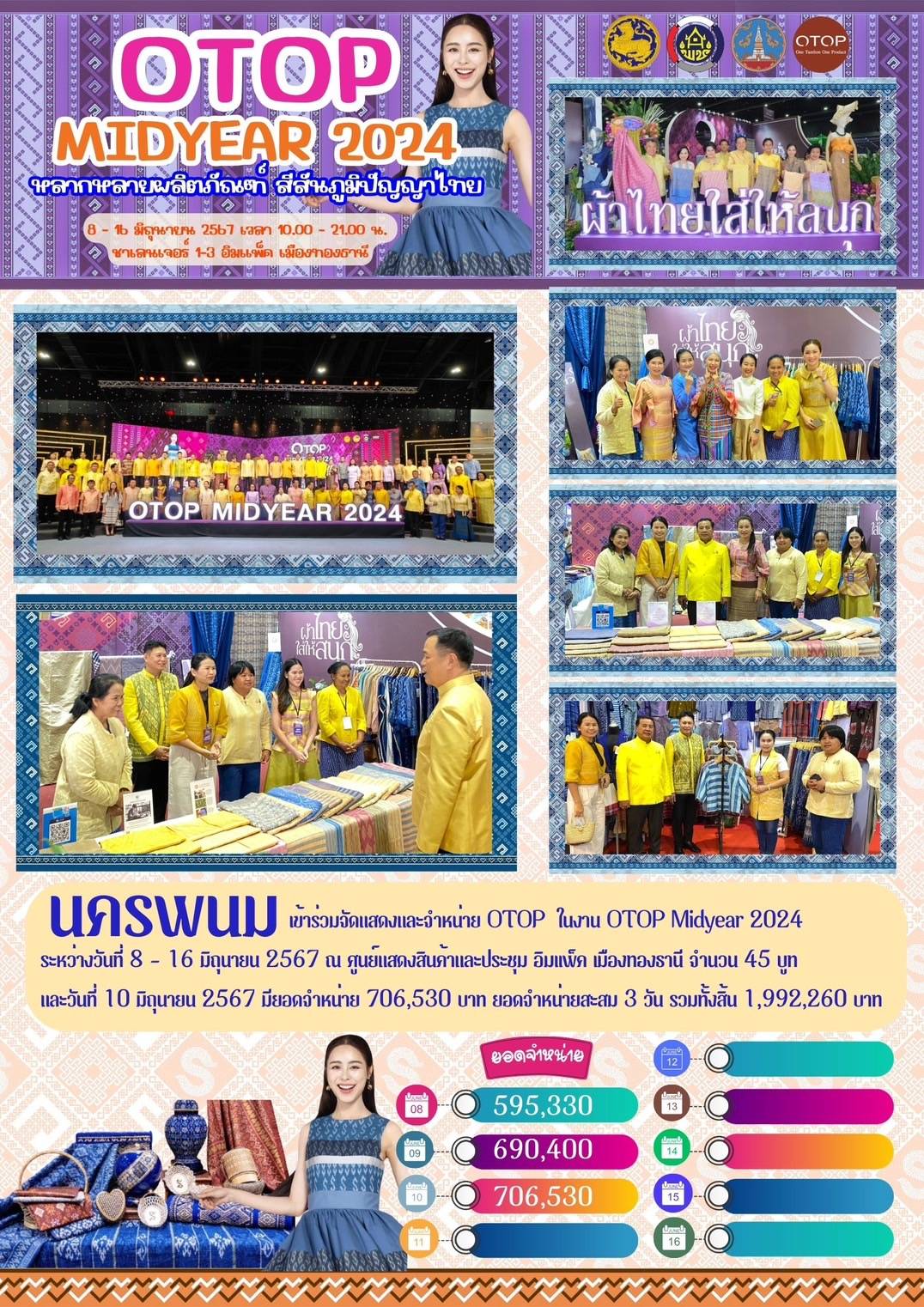 นครพนม   ร่วมเปิดงาน OTOP Midyear 2024 “หลากหลายผลิตภัณฑ์ สีสันภูมิปัญญาไทย” สุดยิ่งใหญ่อลังการ