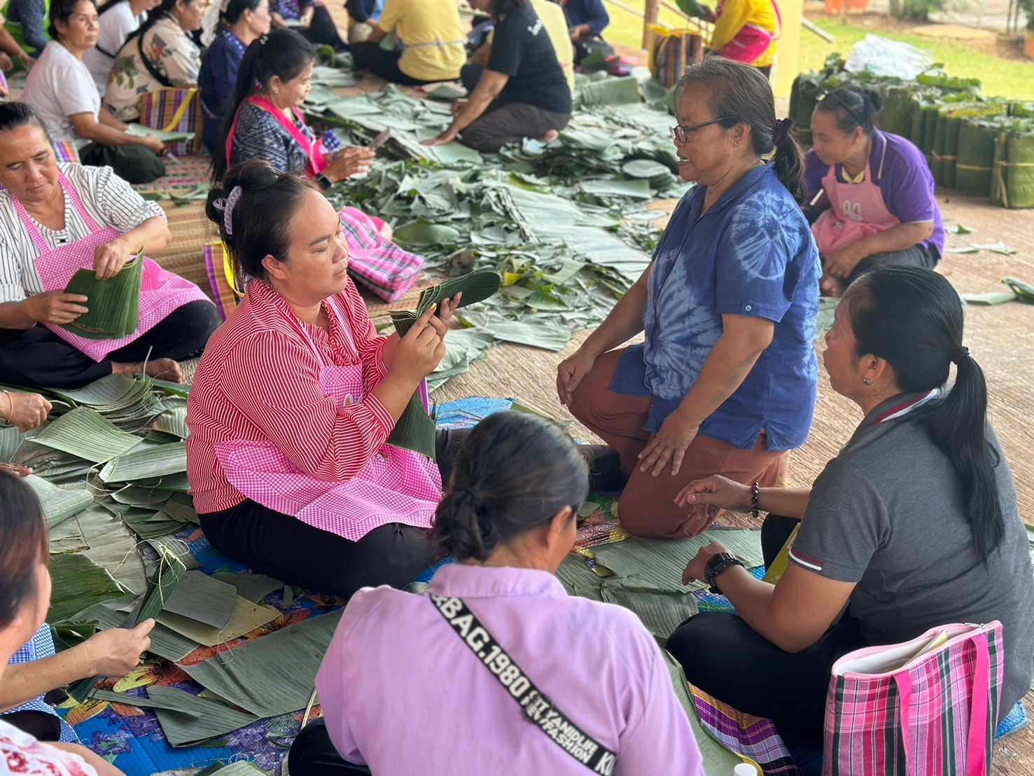 นครพนม   เสริมทักษะการรีดใบตองกล้วยตานี จาก “ใบตองกล้วยธรรมดา สู่ มูลค่าเพิ่มทางเศรษฐกิจ”