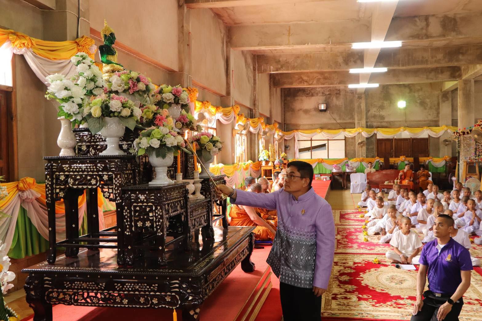 พช.นครพนม ร่วมพิธีบรรพชาสามเณรภาคฤดูร้อน ภายใต้โครงการเสริมสร้างคุณธรรมจริยธรรม ค่านิยมและความเป็นไทย จังหวัดนครพนม ประจำปีงบประมาณ พ.ศ. 2568