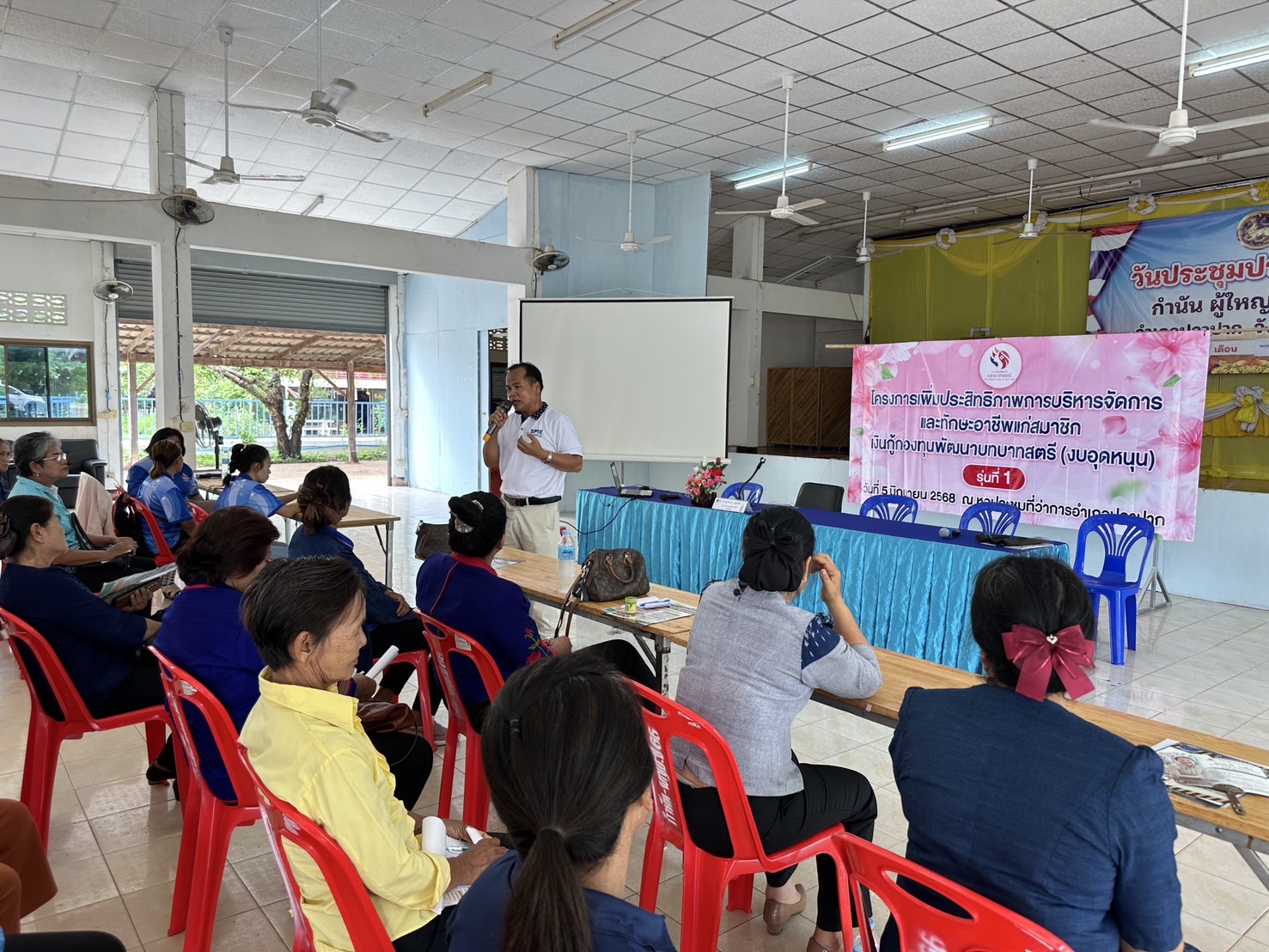 สำนักงานพัฒนาชุมชน จังหวัดนครพนม ร่วมกับคณะกรรมการพัฒนาสตรีจังหวัดนครพนม ดำเนินโครงการเพิ่มประสิทธิภาพการบริหารจัดการและทักษะอาชีพ แก่สมาชิกเงินกู้กองทุนพัฒนาบทบาทสตรี